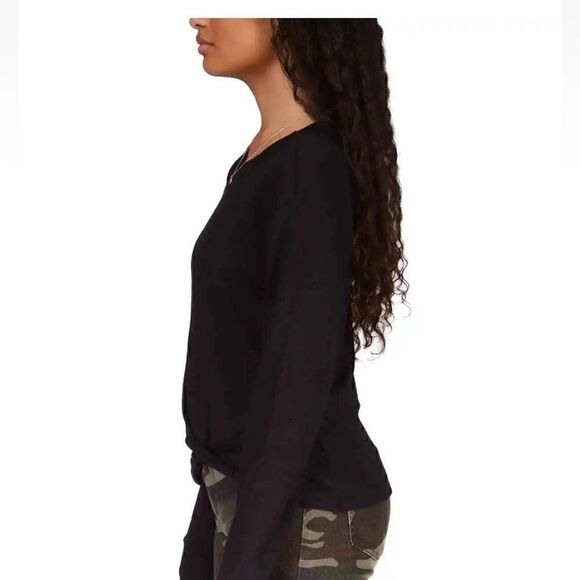 Sanctuary New With Tags Black Knit Knot Hem Top Size long sleeve shirt M - Picture 8 of 12